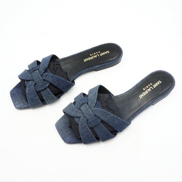 Saint Laurent Shoes - New In Dust Bag Saint Laurent Denim Flat Denim Mules Women's EU 35.5 592563